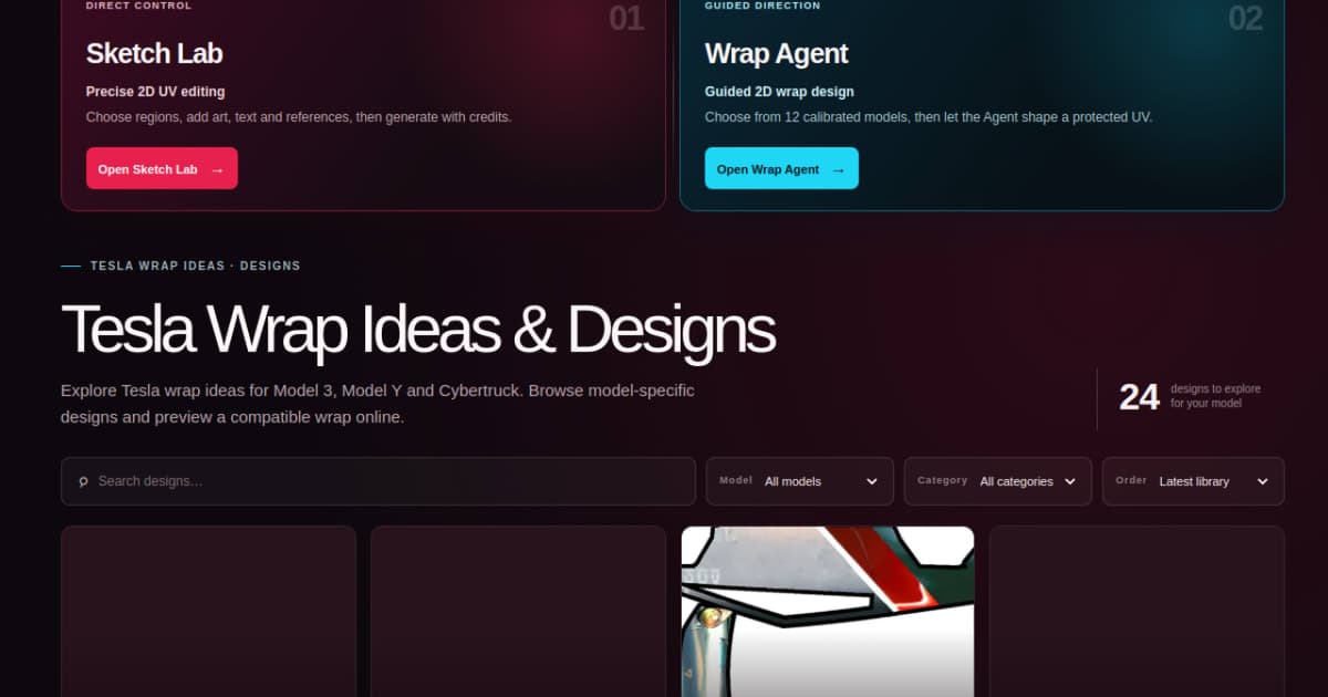 Tesla Wrap Gallery - Tesla Wrap Ideas & Online Designer for Model 3, Y & Cybertruck