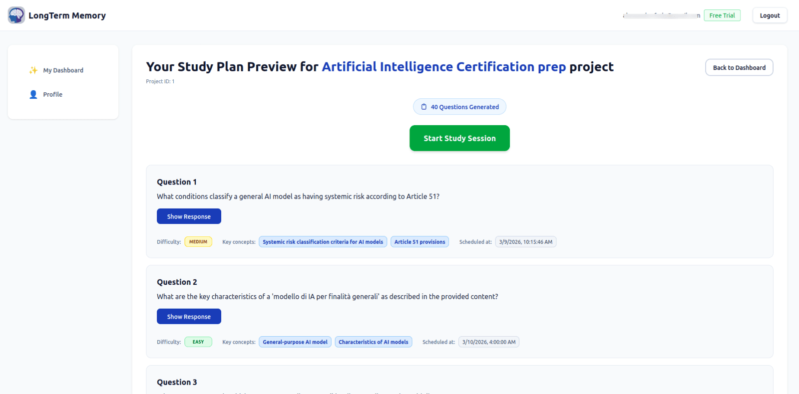 LongTerMemory AI study tool screenshot 4 of 6
