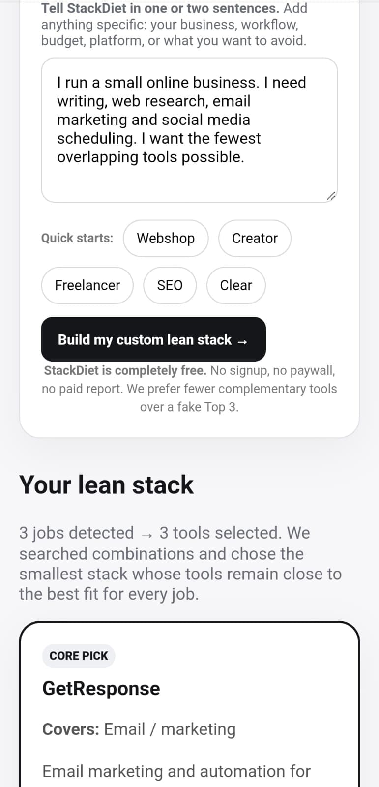 StackDiet screenshot 1 of 2