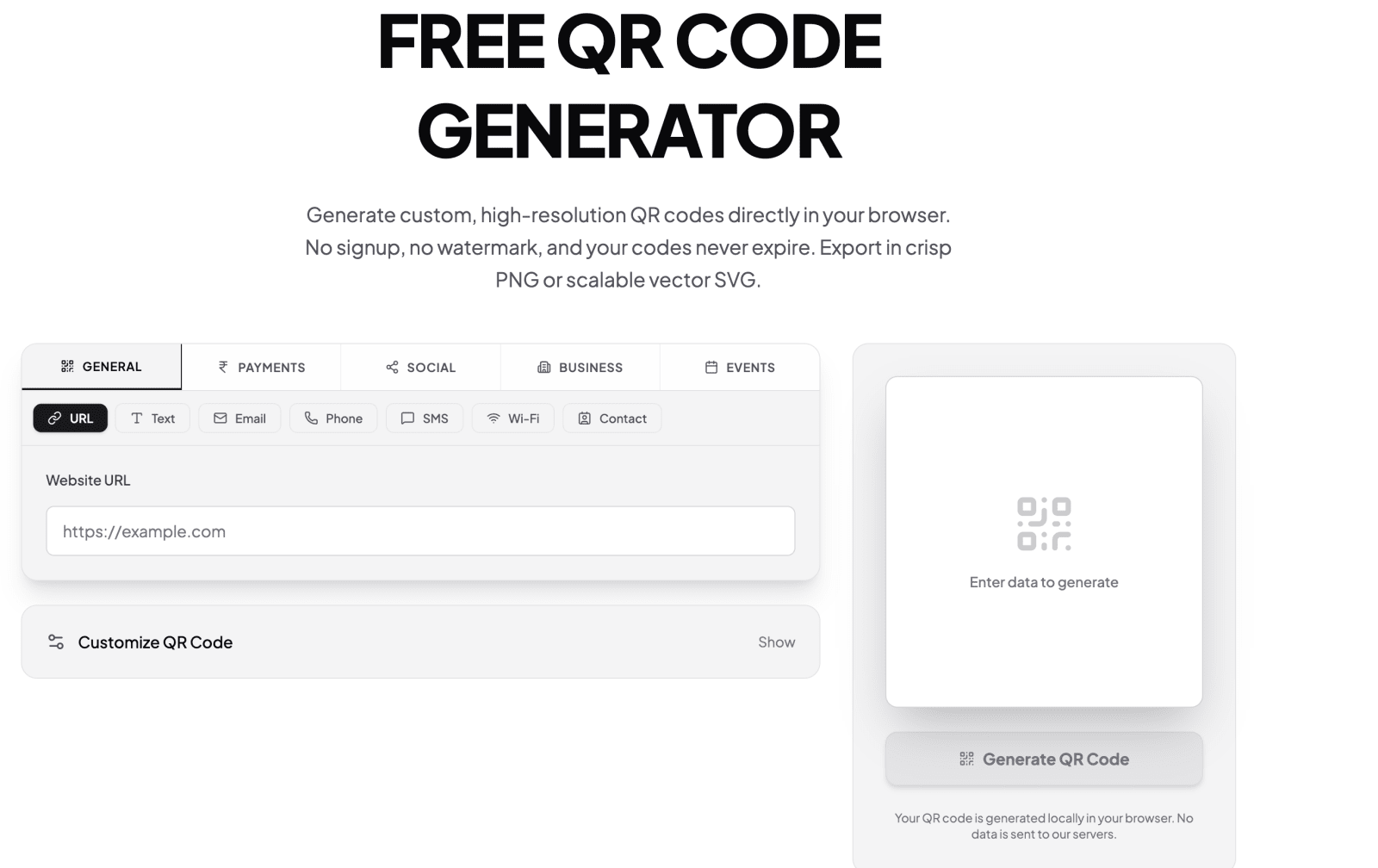 Ihateqr - 100% Free QR Code Generator