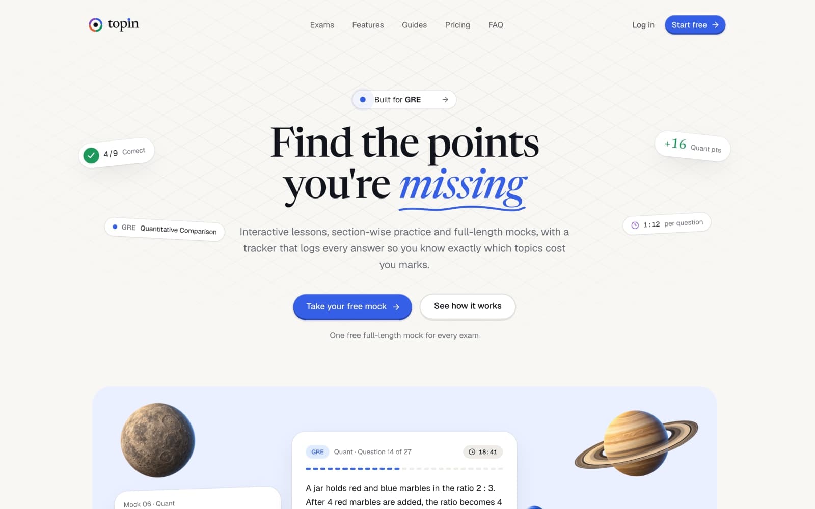 topin - Full-length mocks and practice for GRE, GMAT, TOEFL, IELTS and SAT