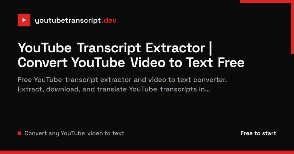 YouTubeTranscript.Dev - Convert YouTube videos to text transcripts and study kits