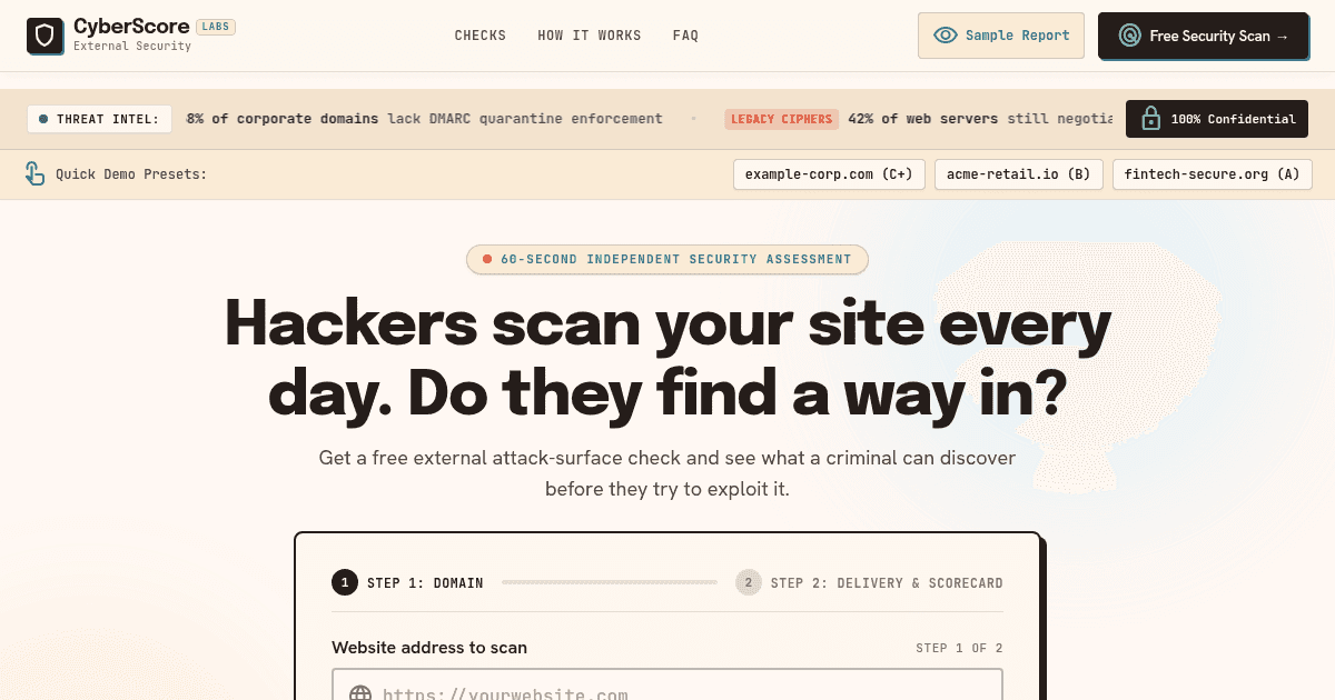 CyberScore Labs - Find out how hackers could get into your website.