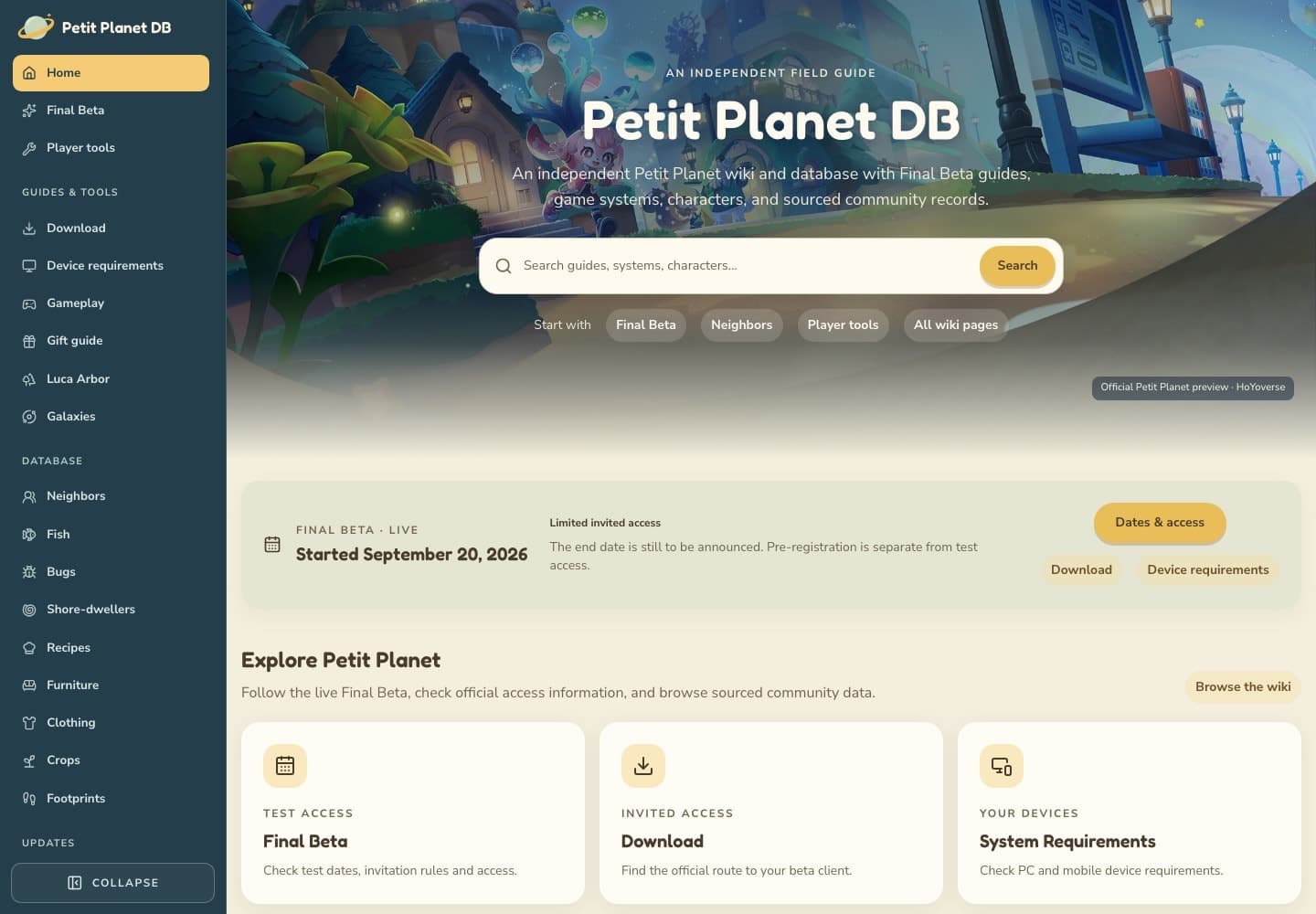 Petit Planet DB - An independent Petit Planet wiki, database, and player toolkit.