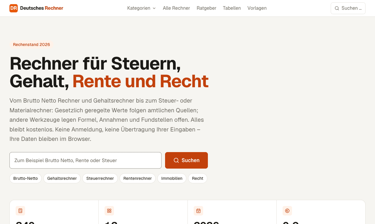Deutsches Rechner - Free German calculators for finance and everyday math