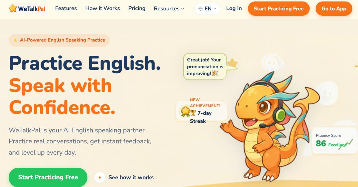 WeTalkPal - Practice English. Speak with Confidence.
