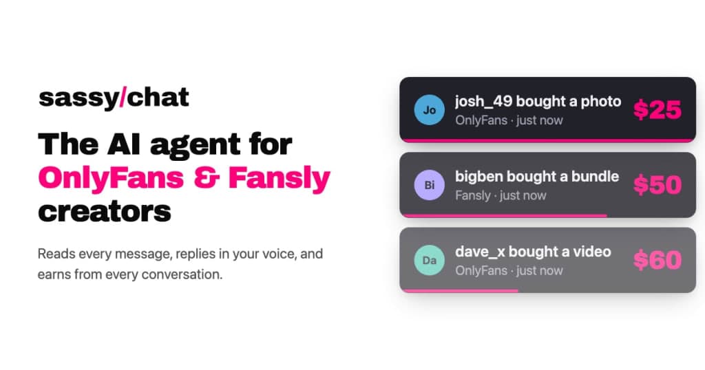 Sassychat - AI Agent for OnlyFans and Fansly creators and agencies. Automate Your DMs.