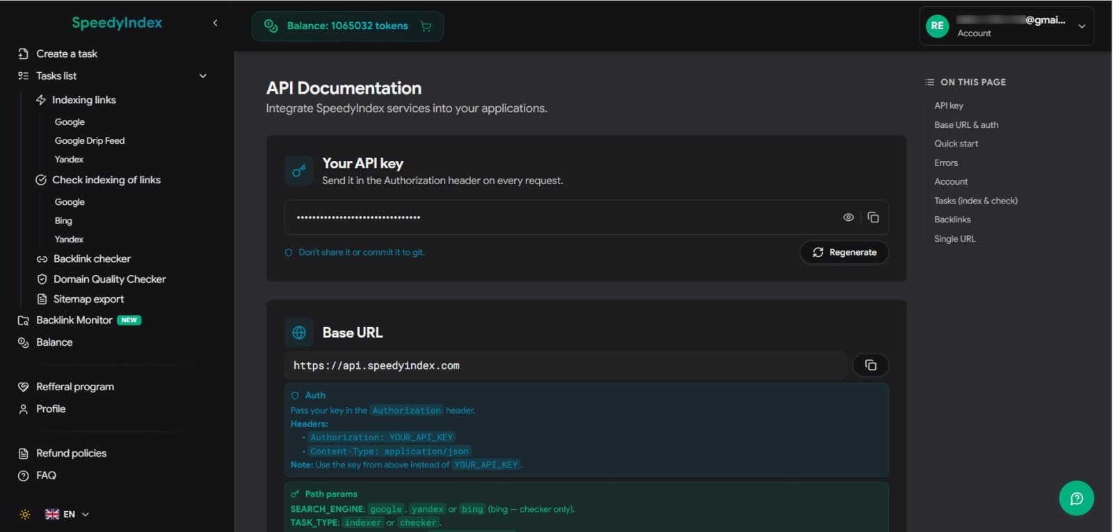 SpeedyIndex: Fast Google Indexing Service screenshot 1 of 5