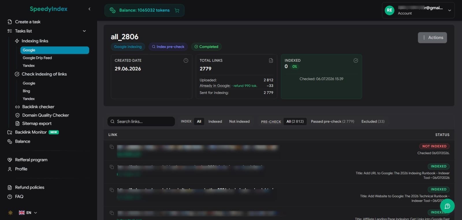 SpeedyIndex: Fast Google Indexing Service screenshot 3 of 5