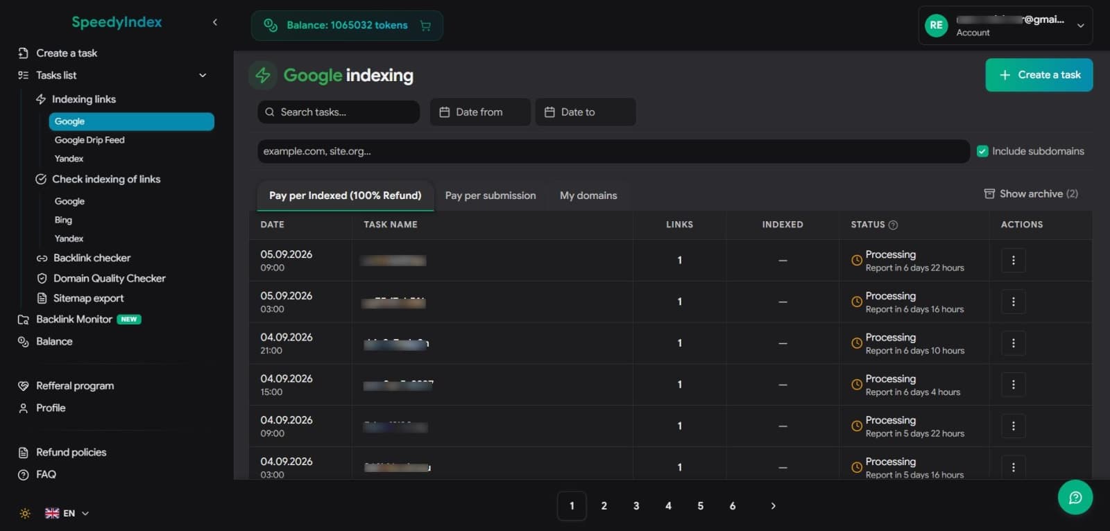 SpeedyIndex: Fast Google Indexing Service screenshot 5 of 5