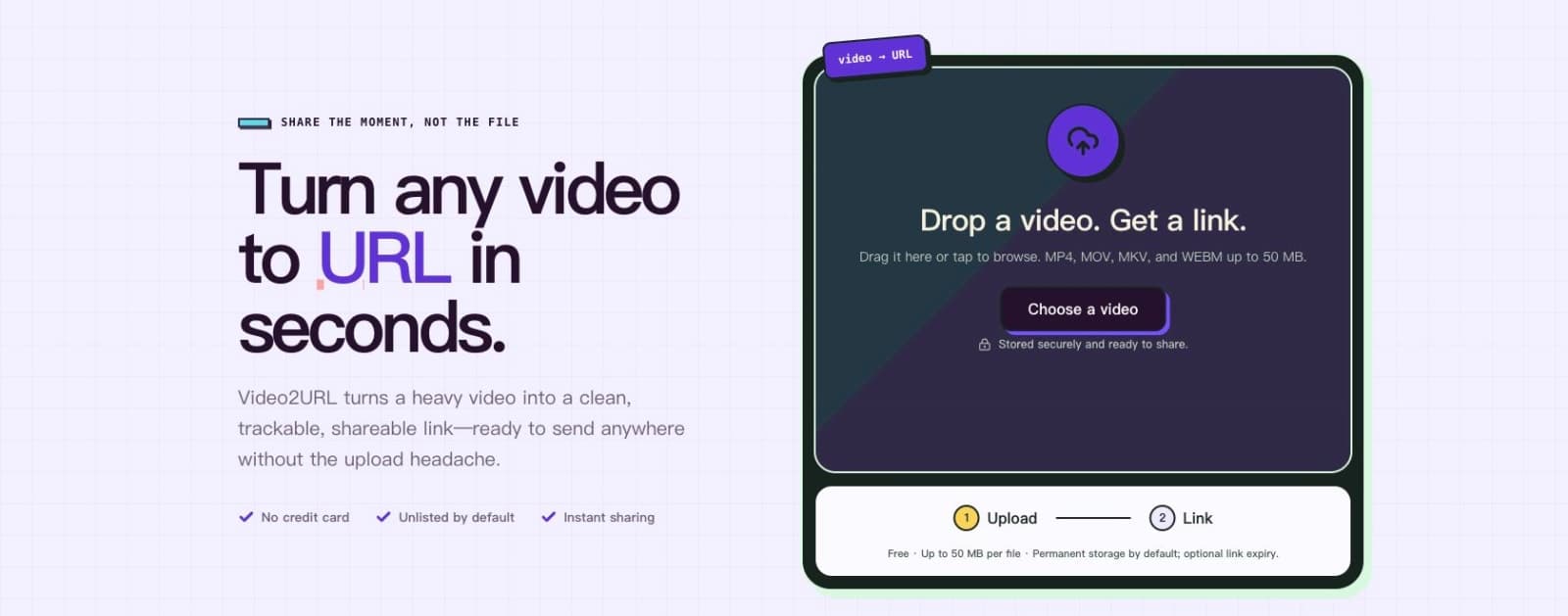 Video2URL - Turn videos, images, and PDFs into secure, shareable links in your browser.