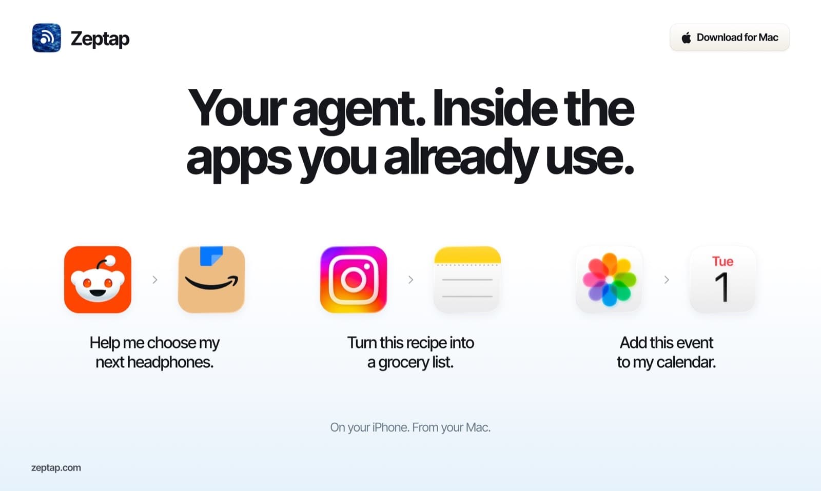 Zeptap - If you can do it on your iPhone, your AI can too