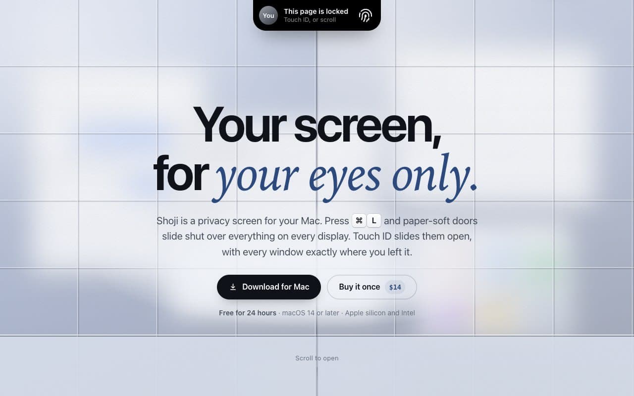 Shoji - A privacy screen for your Mac