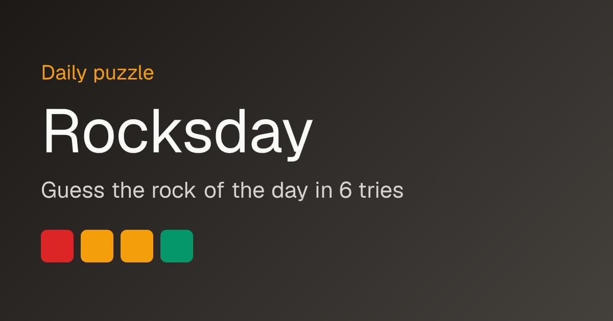 Rocksday - Daily rock & mineral guessing game with a rock encyclopedia (302+ minerals).