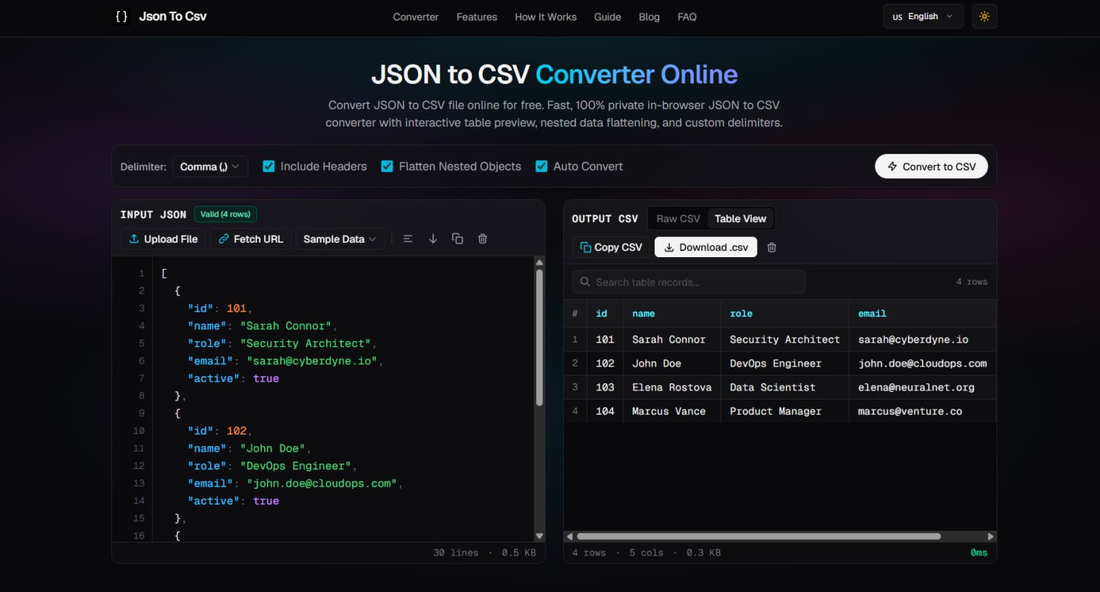 JSON to CSV Converter screenshot 1 of 1