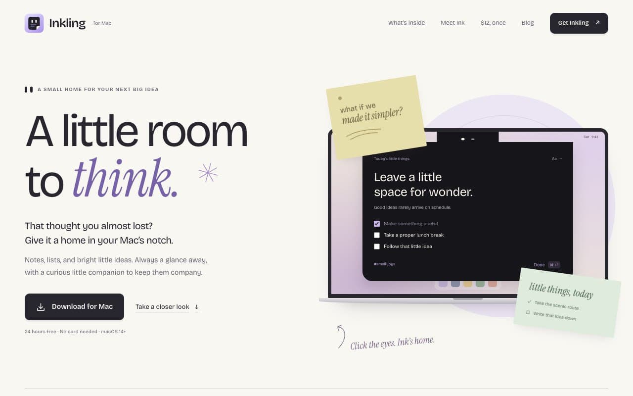 Inkling - Notes that live in your MacBook notch