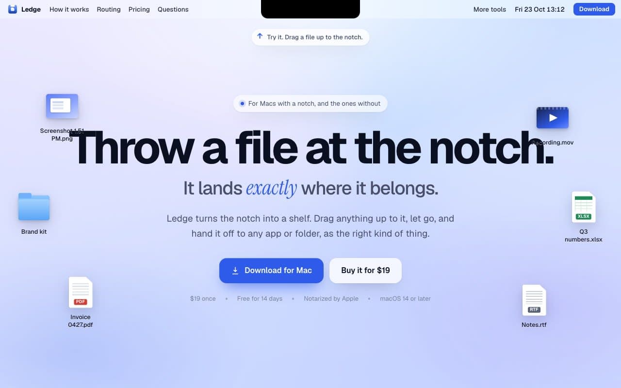 Ledge - Throw a file at the notch, hand it off later