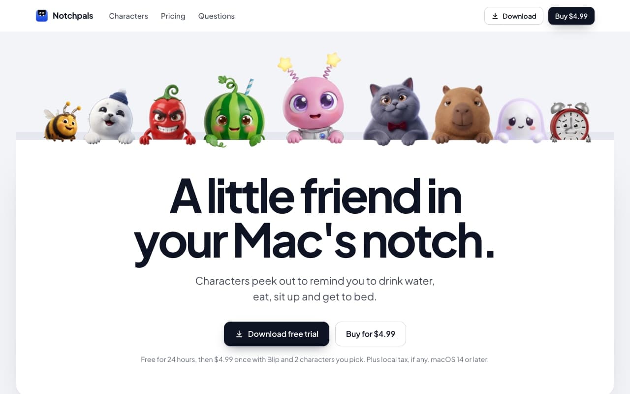 Notchpals - A little friend in your Mac's notch