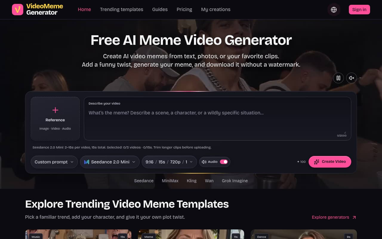 VideoMemeGenerator - Create AI video memes from photos, clips or text prompts